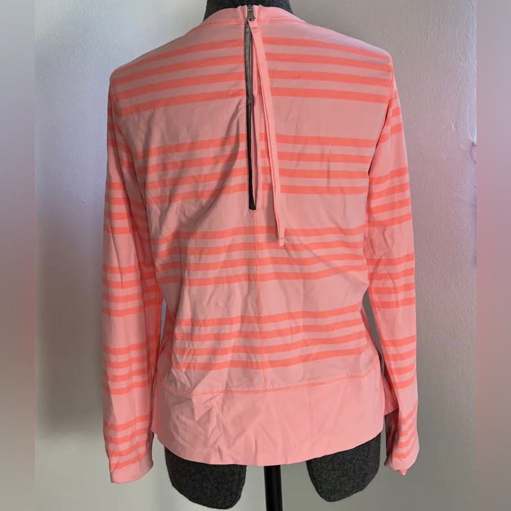 Lululemon Run Warm Up Crew Ocean Stripe Coral Orange Pullover Size 6 - Picture 8 of 9